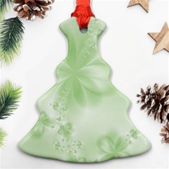 Tea Green Floral Print Ornament (christmas Tree)  by SpinnyChairDesigns