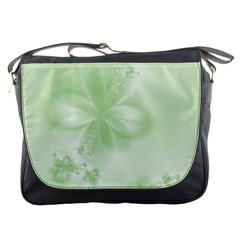 Tea Green Floral Print Messenger Bag by SpinnyChairDesigns