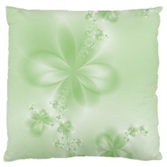 Tea Green Floral Print Large Cushion Case (two Sides) by SpinnyChairDesigns