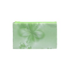 Tea Green Floral Print Cosmetic Bag (xs) by SpinnyChairDesigns