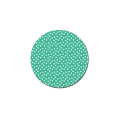 Biscay Green White Floral Print Golf Ball Marker by SpinnyChairDesigns