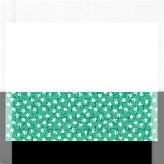 Biscay Green White Floral Print Rectangular Jigsaw Puzzl by SpinnyChairDesigns