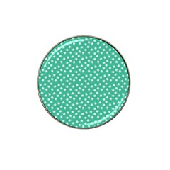 Biscay Green White Floral Print Hat Clip Ball Marker (10 Pack) by SpinnyChairDesigns