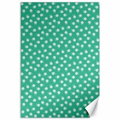 Biscay Green White Floral Print Canvas 12  X 18  by SpinnyChairDesigns