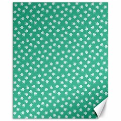 Biscay Green White Floral Print Canvas 16  X 20  by SpinnyChairDesigns