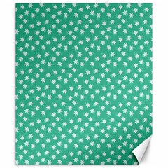 Biscay Green White Floral Print Canvas 20  X 24  by SpinnyChairDesigns