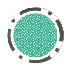 Biscay Green White Floral Print Poker Chip Card Guard by SpinnyChairDesigns