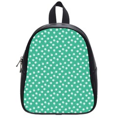 Biscay Green White Floral Print School Bag (small) by SpinnyChairDesigns