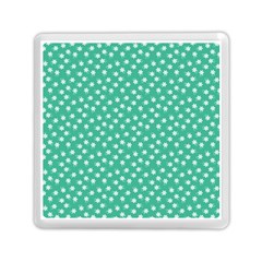 Biscay Green White Floral Print Memory Card Reader (square)