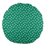 Biscay Green White Floral Print Large 18  Premium Round Cushions Back