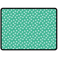 Biscay Green White Floral Print Double Sided Fleece Blanket (large)  by SpinnyChairDesigns