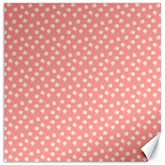 Coral Pink White Floral Print Canvas 16  X 16  by SpinnyChairDesigns