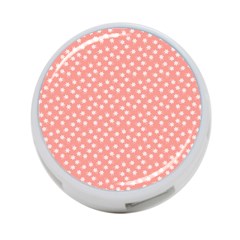 Coral Pink White Floral Print 4-port Usb Hub (one Side) by SpinnyChairDesigns