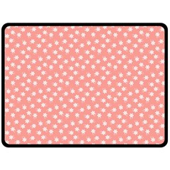 Coral Pink White Floral Print Fleece Blanket (large)  by SpinnyChairDesigns