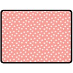 Coral Pink White Floral Print Fleece Blanket (Large)  80 x60  Blanket Front