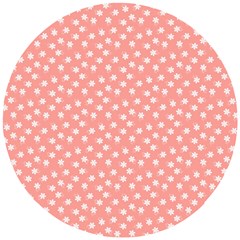 Coral Pink White Floral Print Wooden Puzzle Round by SpinnyChairDesigns