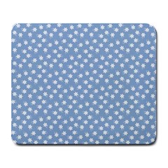 Faded Blue White Floral Print Large Mousepads by SpinnyChairDesigns