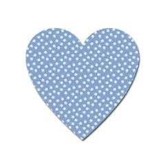 Faded Blue White Floral Print Heart Magnet by SpinnyChairDesigns