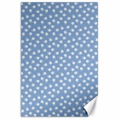 Faded Blue White Floral Print Canvas 24  X 36  by SpinnyChairDesigns