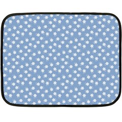 Faded Blue White Floral Print Double Sided Fleece Blanket (mini)  by SpinnyChairDesigns