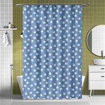 Faded Blue White Floral Print Shower Curtain 48  x 72  (Small)  Curtain(48  X 72 ) - 42.18 x64.8  Curtain(48  X 72 )