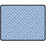 Faded Blue White Floral Print Double Sided Fleece Blanket (Medium)  58.8 x47.4  Blanket Front