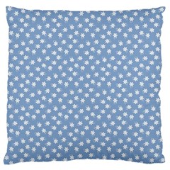 Faded Blue White Floral Print Large Flano Cushion Case (two Sides) by SpinnyChairDesigns