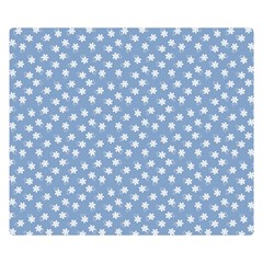 Faded Blue White Floral Print Double Sided Flano Blanket (small)  by SpinnyChairDesigns