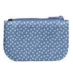 Faded Blue White Floral Print Large Coin Purse Back