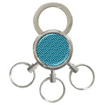 Teal White Floral Print 3-Ring Key Chain Front