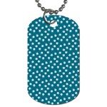 Teal White Floral Print Dog Tag (Two Sides) Back