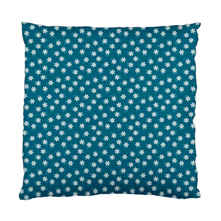 Teal White Floral Print Standard Cushion Case (One Side)