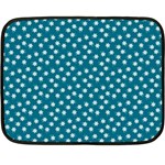 Teal White Floral Print Fleece Blanket (Mini) 35 x27  Blanket