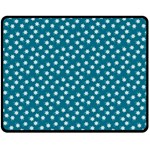 Teal White Floral Print Fleece Blanket (Medium)  60 x50  Blanket Front