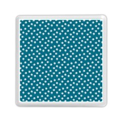 Teal White Floral Print Memory Card Reader (Square)