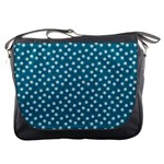 Teal White Floral Print Messenger Bag Front