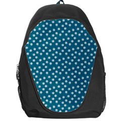 Teal White Floral Print Backpack Bag