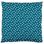 Teal White Floral Print Large Flano Cushion Case (Two Sides) Front