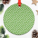 Spring Green White Floral Print Ornament (Round) Front