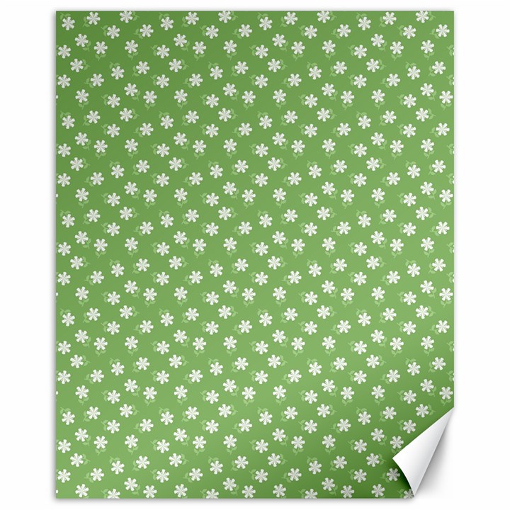 Spring Green White Floral Print Canvas 16  x 20 