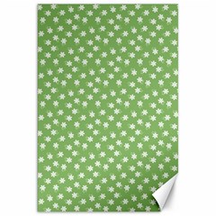 Spring Green White Floral Print Canvas 20  X 30  by SpinnyChairDesigns