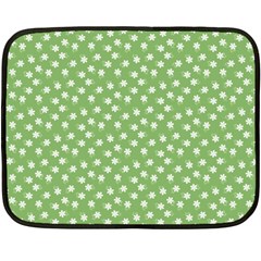 Spring Green White Floral Print Double Sided Fleece Blanket (mini)  by SpinnyChairDesigns