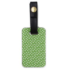 Spring Green White Floral Print Luggage Tag (one Side) by SpinnyChairDesigns