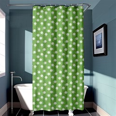 Spring Green White Floral Print Shower Curtain 36  X 72  (stall)  by SpinnyChairDesigns