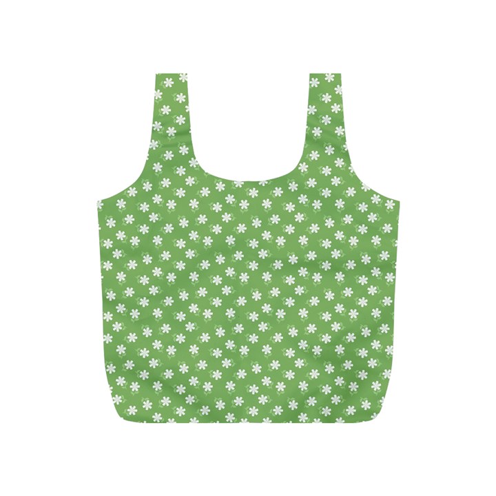 Spring Green White Floral Print Full Print Recycle Bag (S)