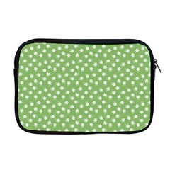 Spring Green White Floral Print Apple Macbook Pro 17  Zipper Case by SpinnyChairDesigns