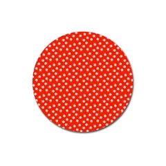 Red White Floral Print Magnet 3  (round) by SpinnyChairDesigns