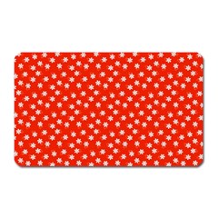 Red White Floral Print Magnet (rectangular) by SpinnyChairDesigns