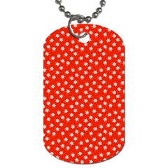 Red White Floral Print Dog Tag (one Side) by SpinnyChairDesigns