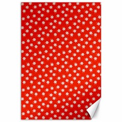 Red White Floral Print Canvas 12  X 18  by SpinnyChairDesigns